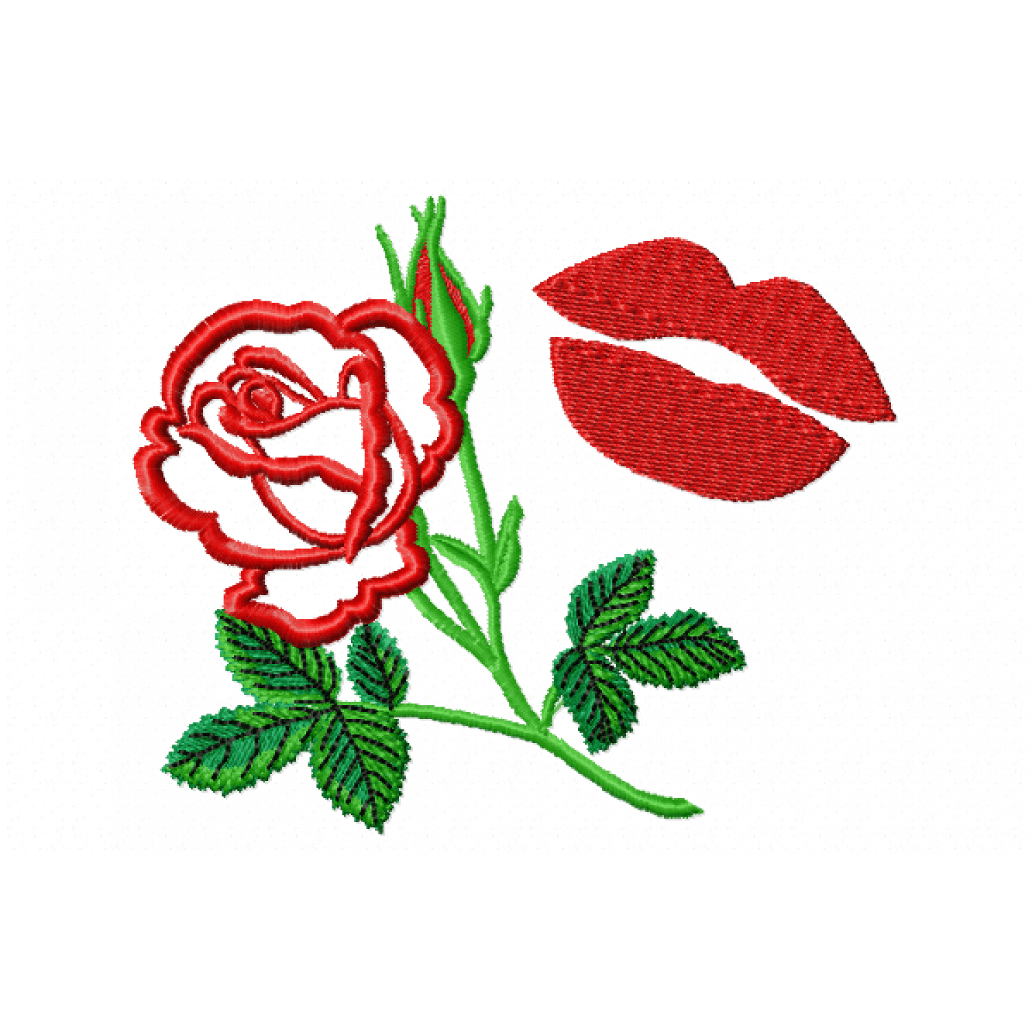 Flower with kiss Embroidery Design